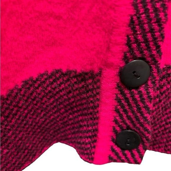 VTG Moods By Krizia Lambswool Angora Dark Pink Cardigan Sweater L Pockets Cozy - Picture 4 of 7